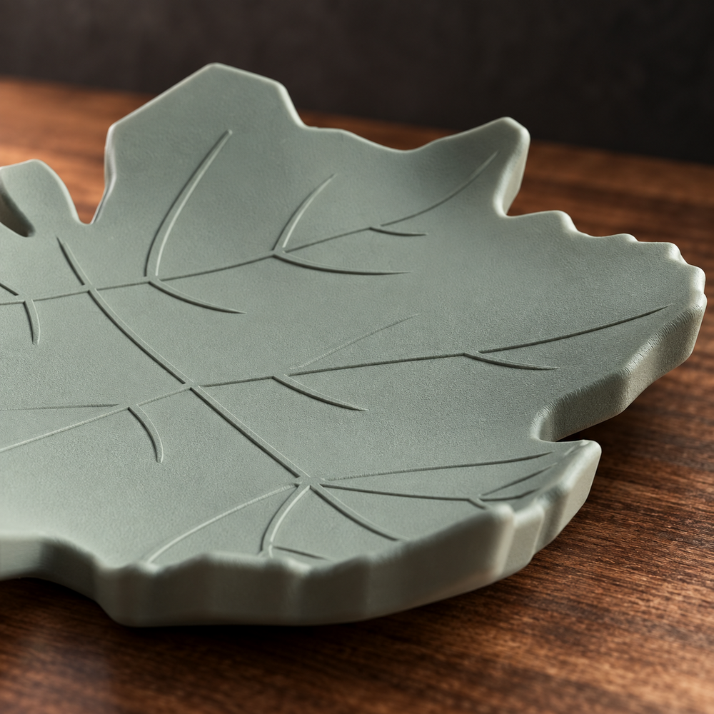Macro des nervures du plateau Feuille d’Érable Vert Sauge