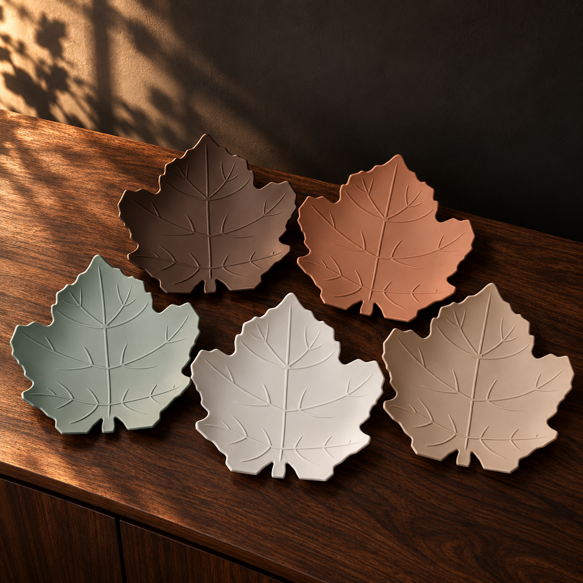 Palette des cinq coloris du plateau décoratif Feuille d’Érable