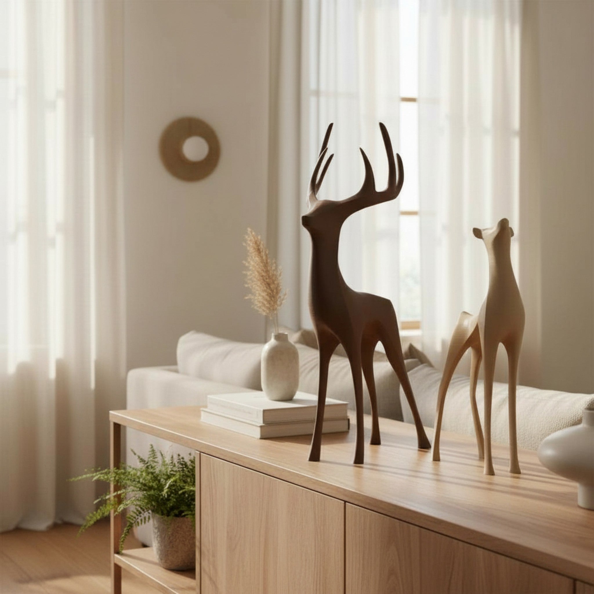 Duo Cerf et Biche Minimaliste