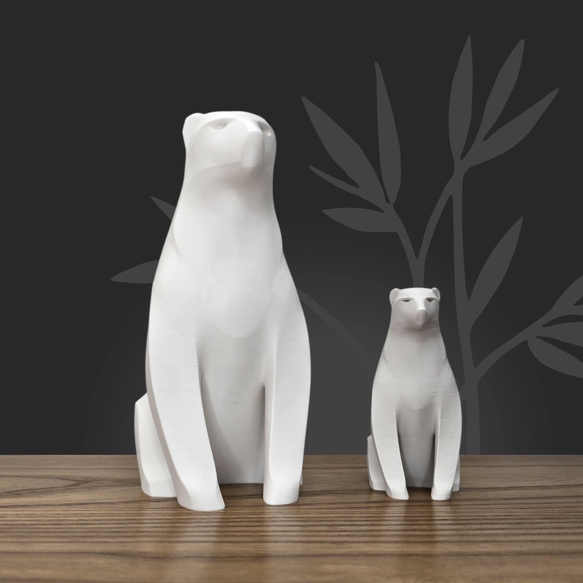 Figurines Ours Polaire blanc pur au design épuré, fabrication française en PLA éco-responsable.