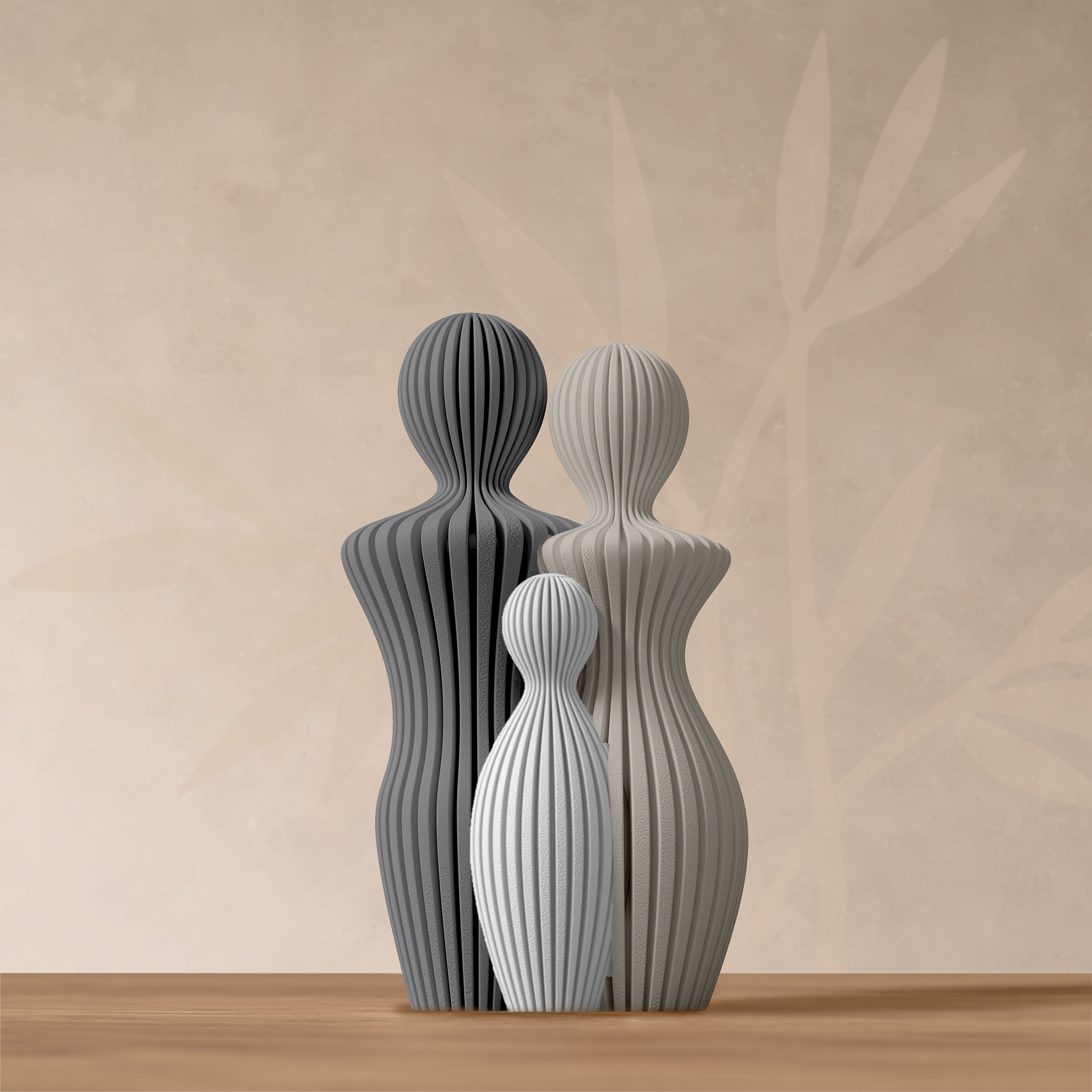 Statuette famille 1 enfant design minimaliste, finition Épure Minéral.