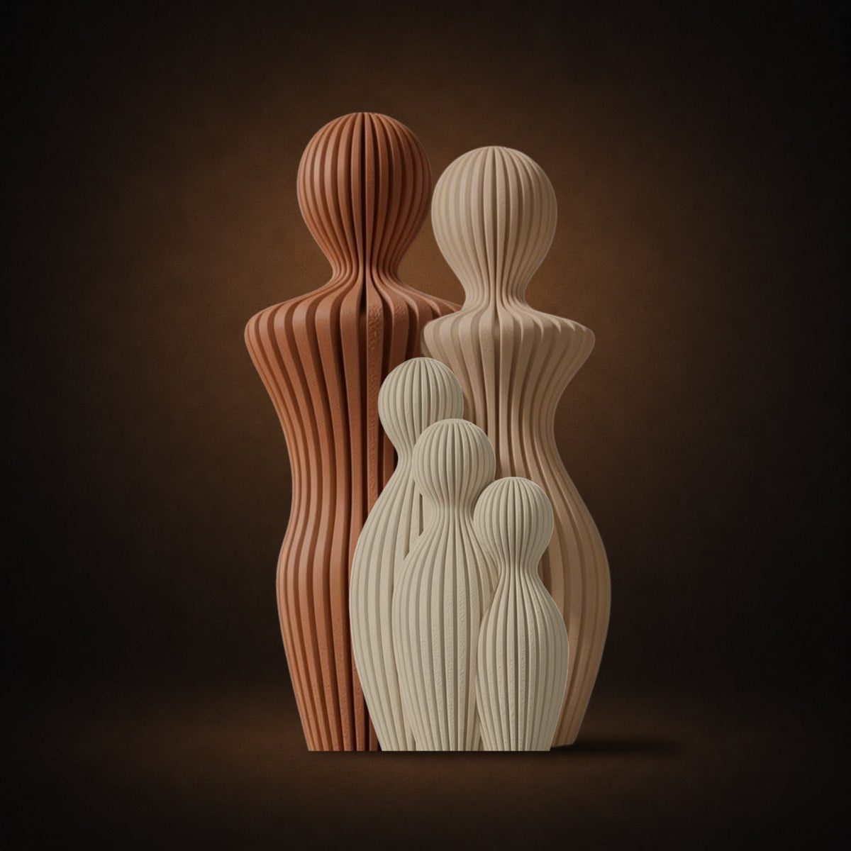 Statuette famille japandi avec 3 enfants – Douceur Organique