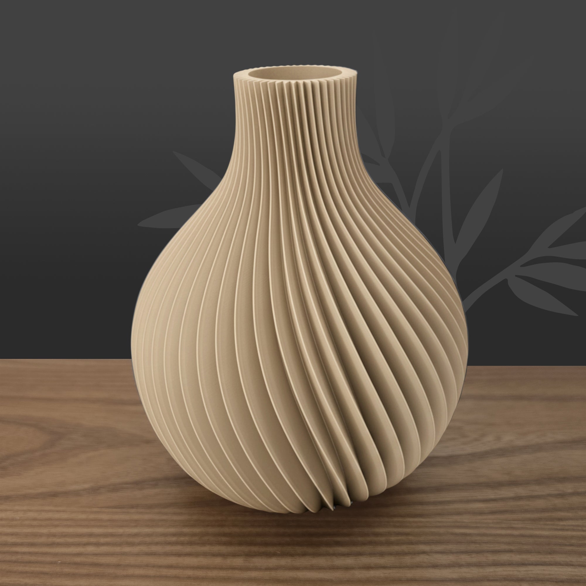 Vase Kanji Beige Sable, décoration artisanale française en PLA éco-responsable