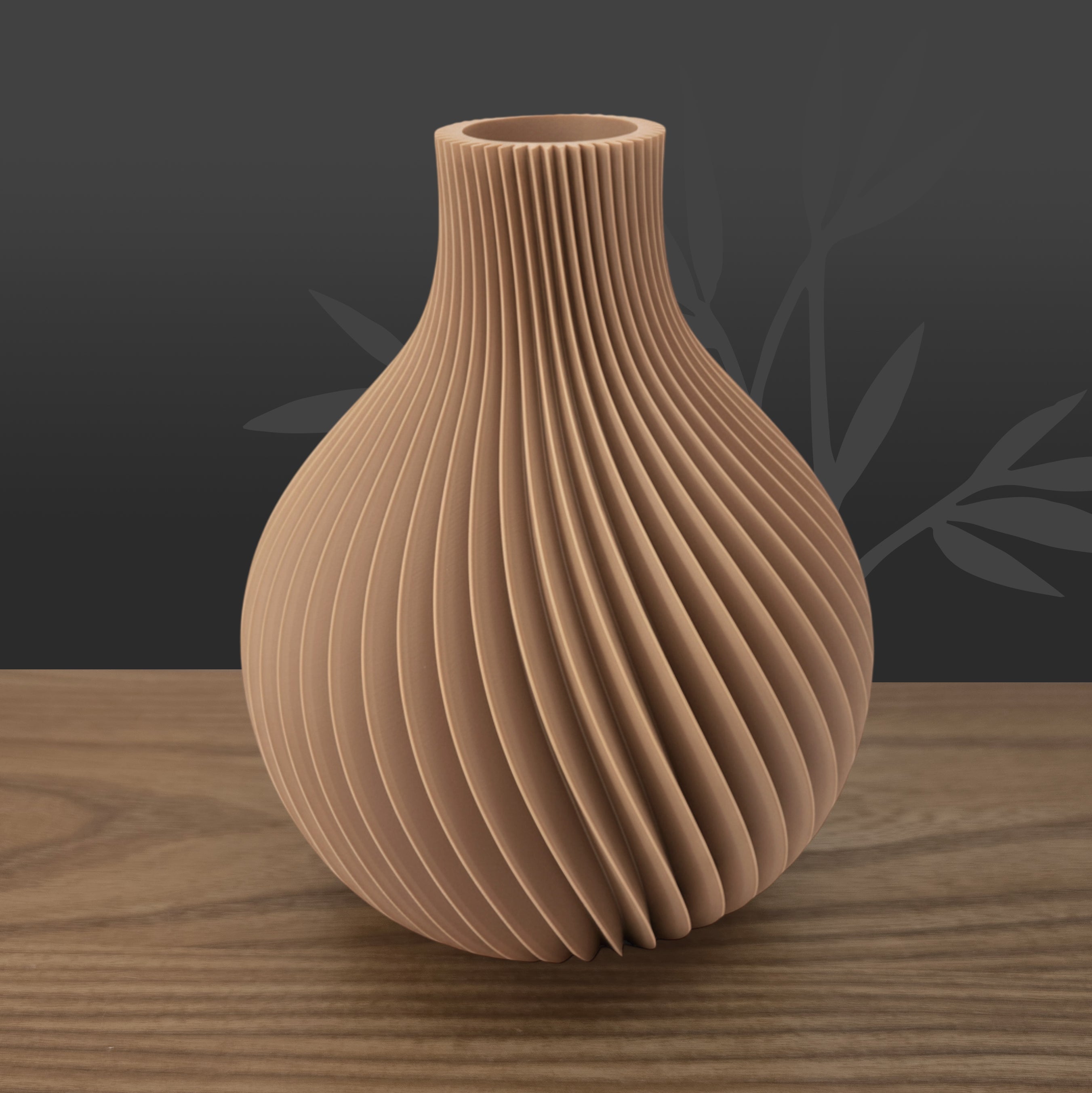 Vase Kanji couleur Caramel avec relief organique, fabrication artisanale française