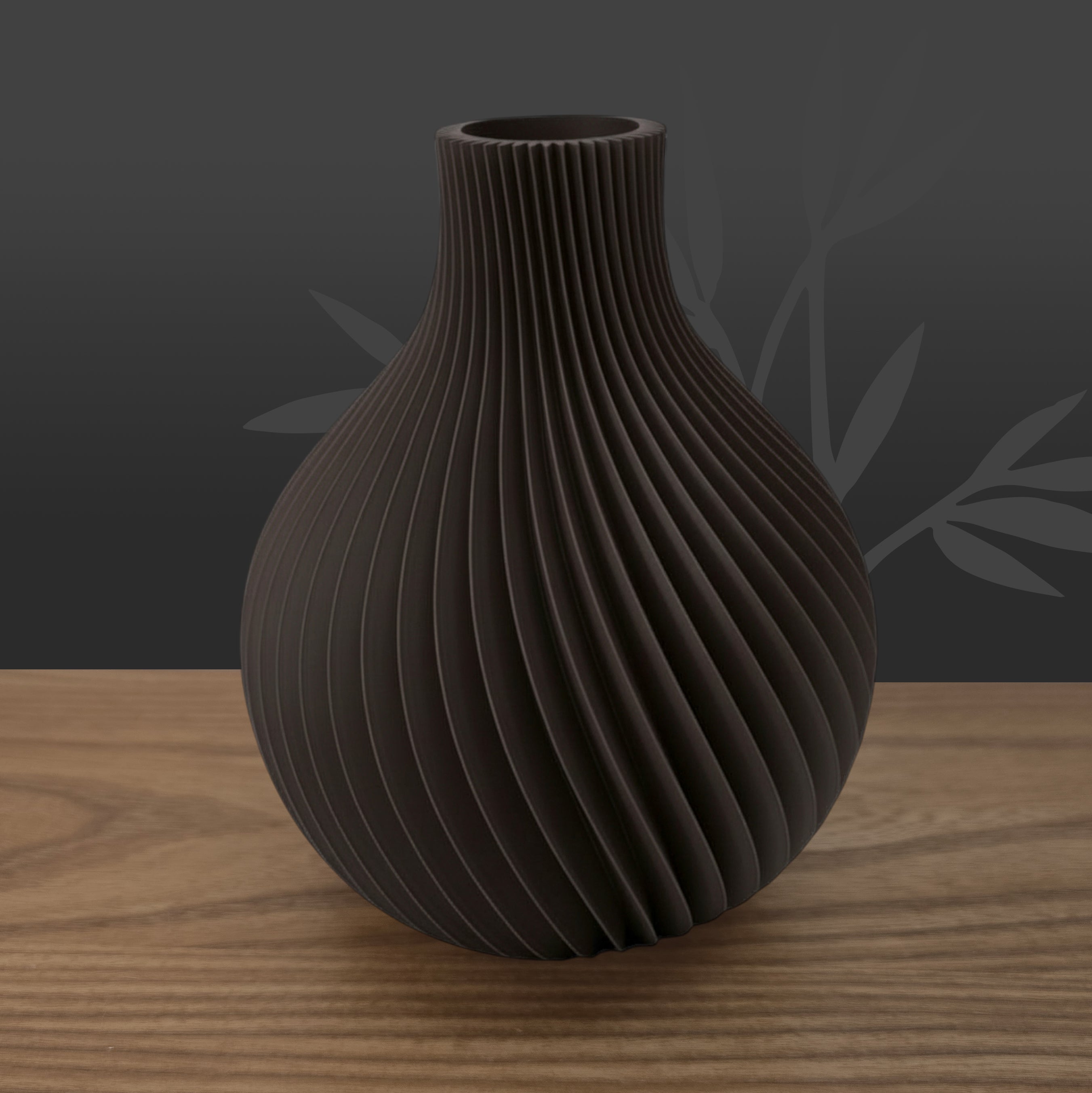 Vase Kanji Chocolat Noir, finition premium sans lignes d'impression visibles