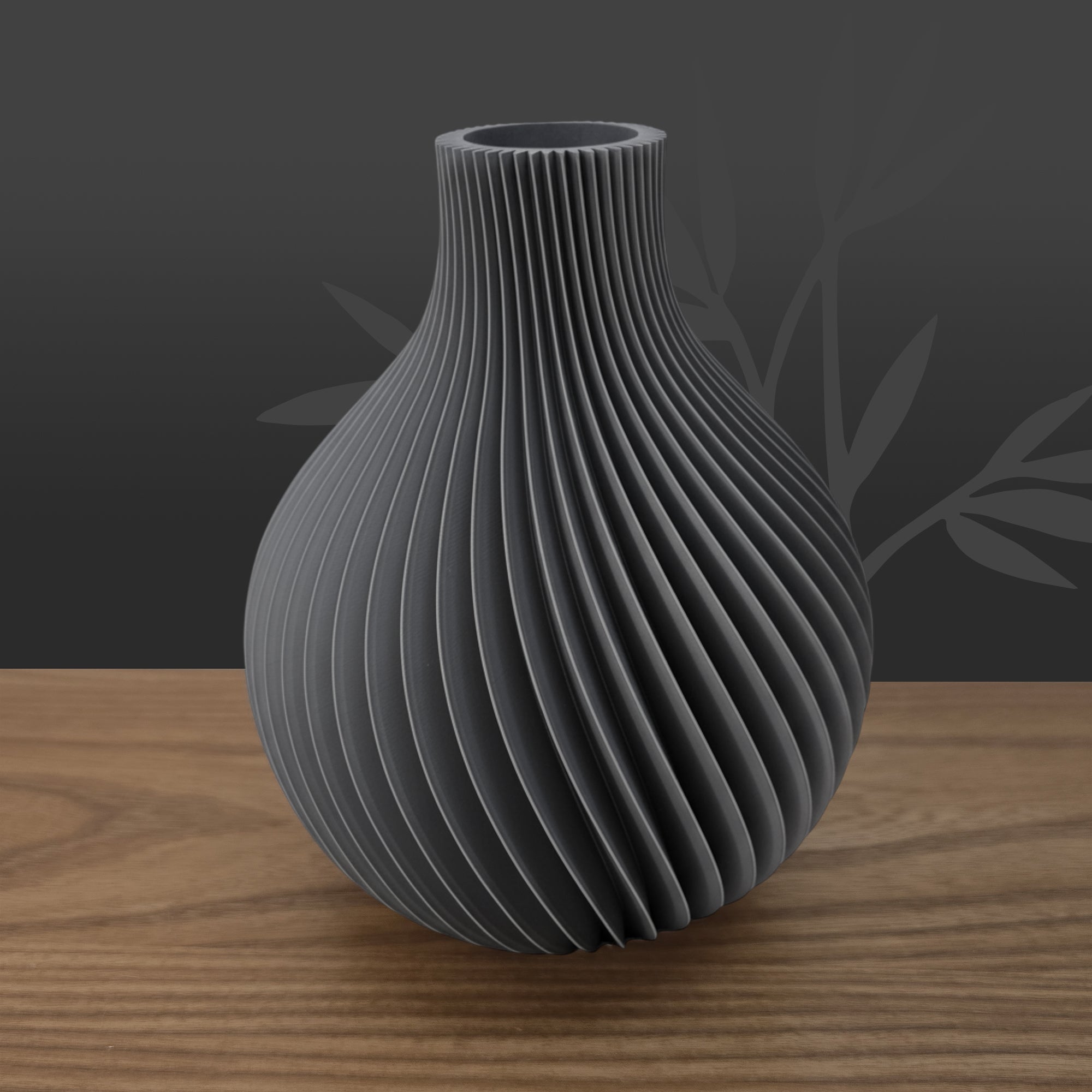 Vase Kanji étanche gris ardoise, innovation impression 3D pour bouquets de fleurs fraîches