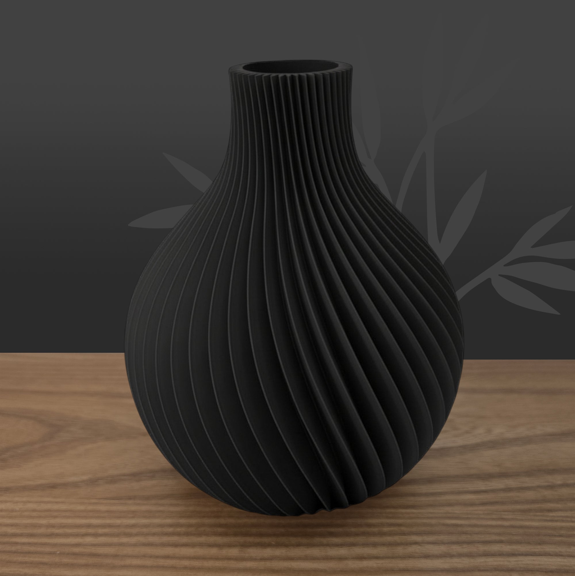Vase noir profond au design Kanji, étanchéité haute technologie pour fleurs fraîches, style épuré
