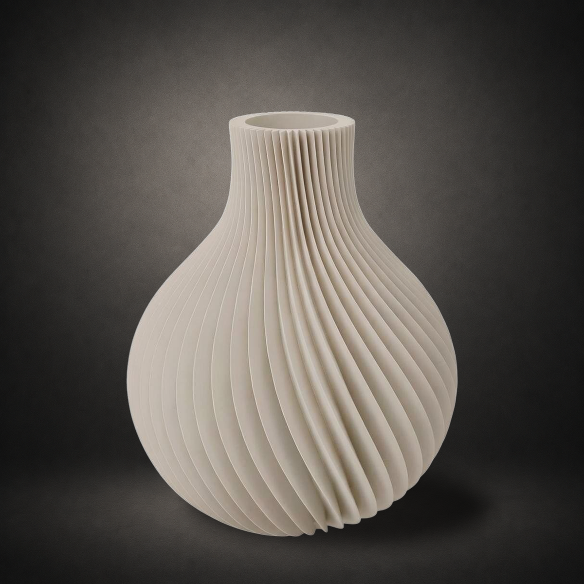 Vase Kanji petit Ivoire Minéral, vase strié Japandi de 17 × 13,7 cm