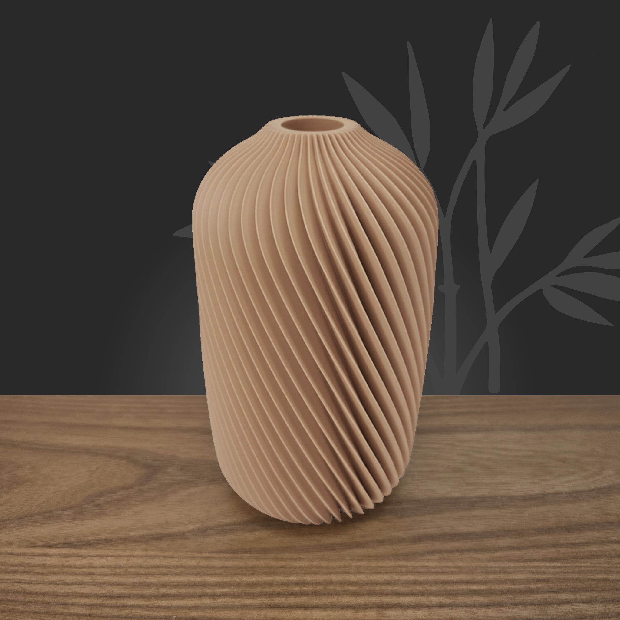 Vase Sijume couleur caramel, modèle étanche pour fleurs fraîches, artisanat français impression 3D.