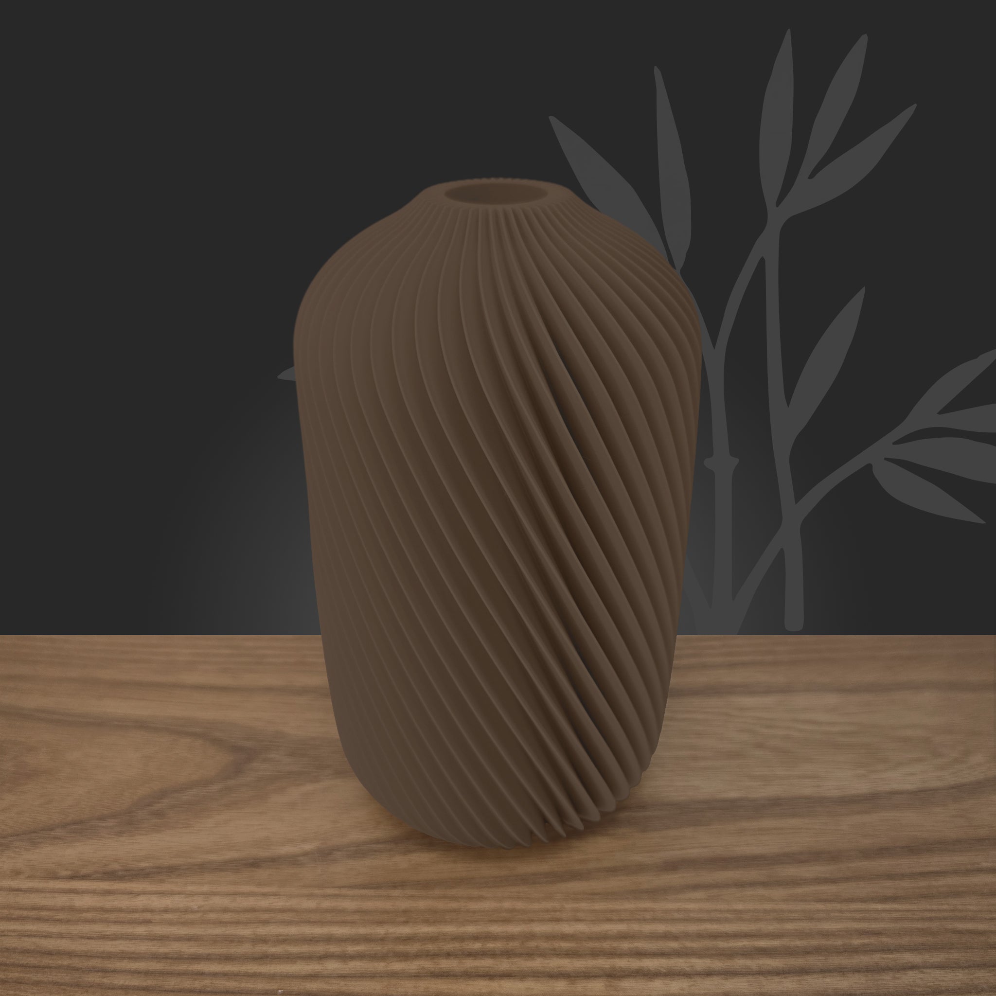 Vase Sijume coloris chocolat, design torsadé étanche pour une ambiance zen et naturelle.