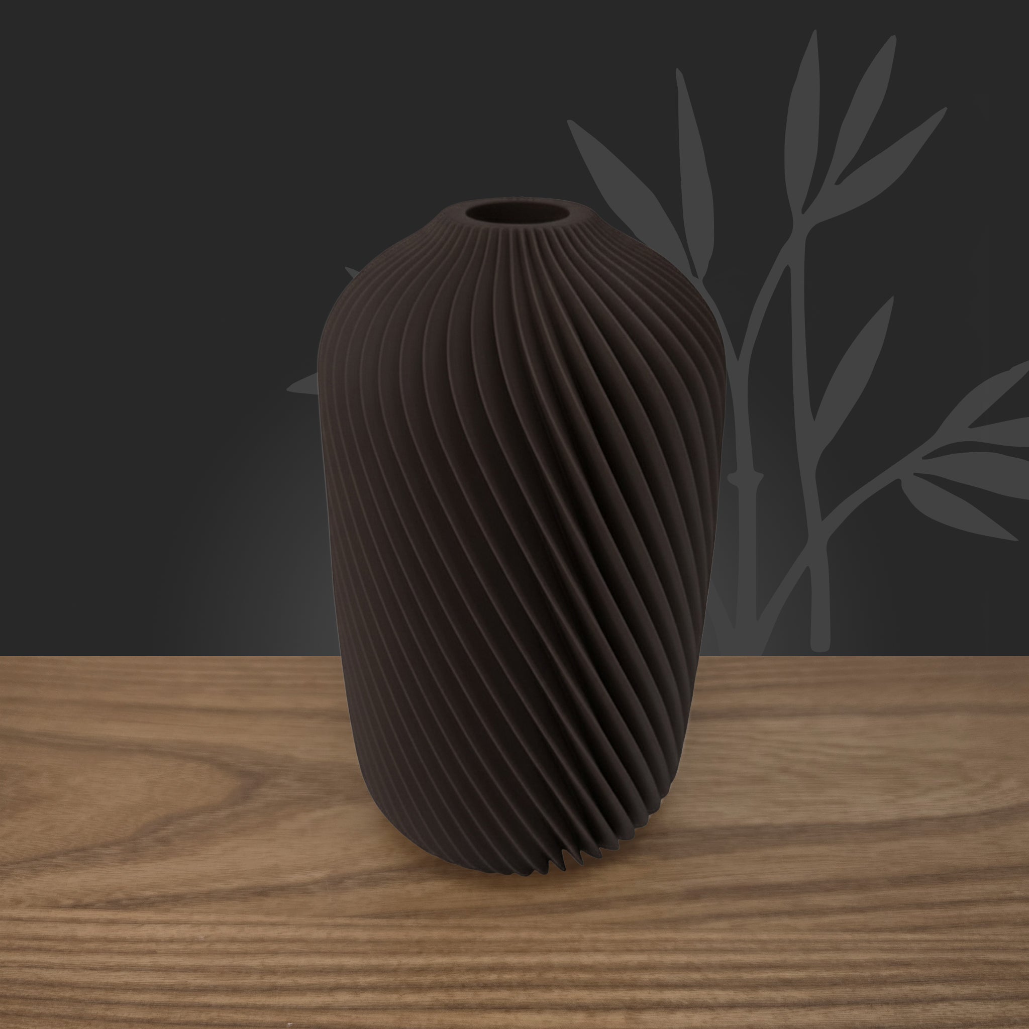 Vase Sijume chocolat noir étanche, design minimaliste et robuste pour décoration intérieure zen.