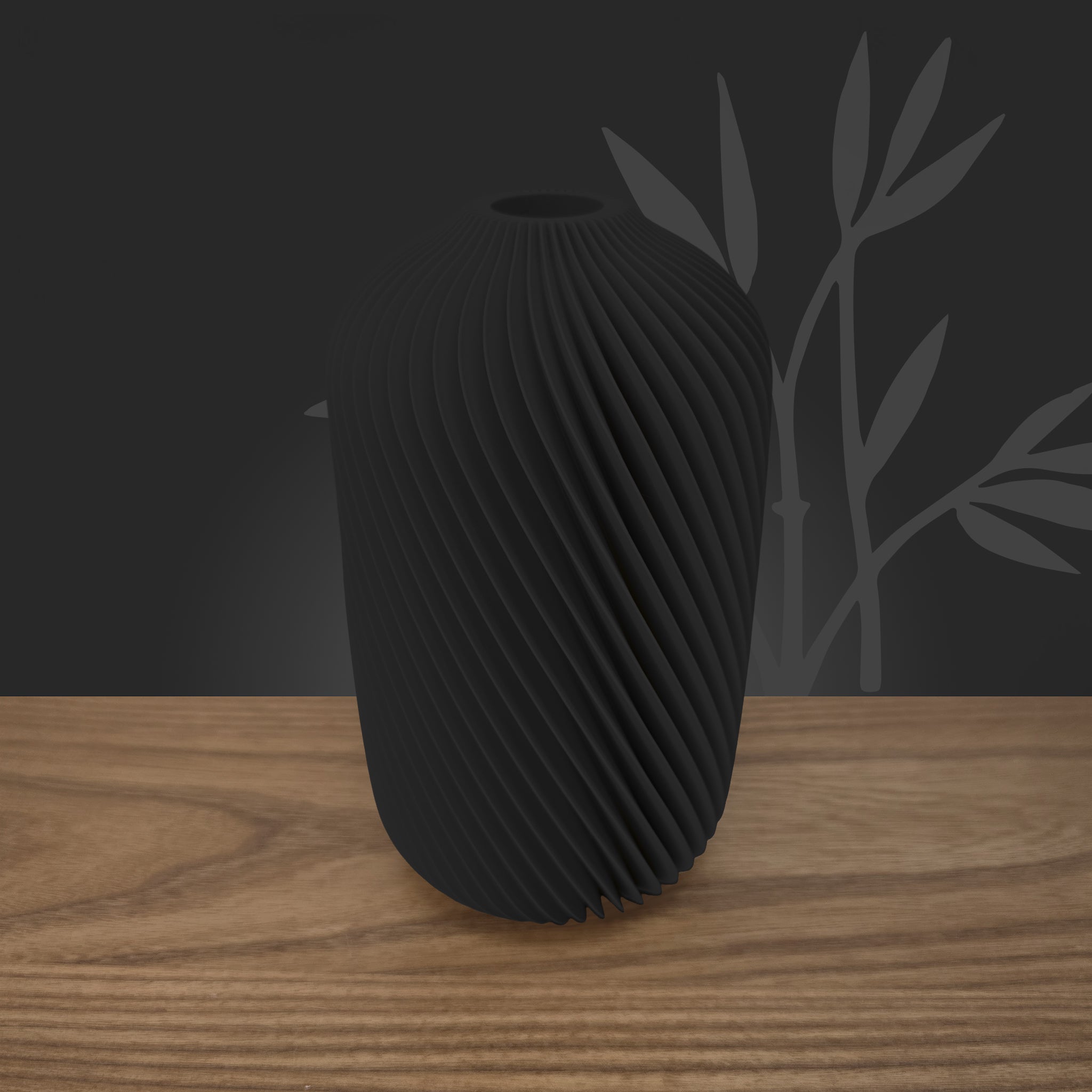 Vase Sijume noir profond au fini premium, modèle étanche éco-responsable pour fleurs fraîches.